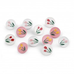 Plastic button - tulips, 18mm