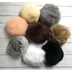 Rabbit fur pompom, 7-8cm